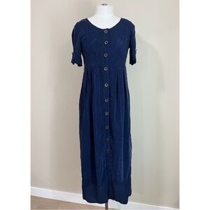 Carole Little Navy Midi Dress with Button Detail